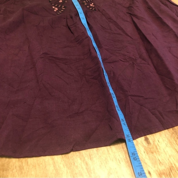 NWT Knox Rose Plum Purple Embroidered 3/4 Sleeve Half Button Shirt Size Large - Picture 9 of 12